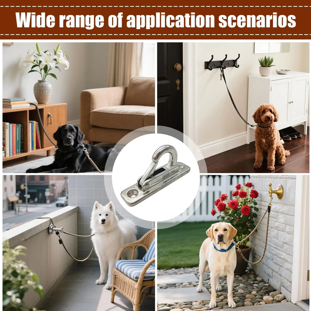 Heavy Duty Stainless Steel Dog Leash Holder Wall Mounted Secure Indoor Outdoor Use Enclosed Pet Tie out Hook Easy Install - Pet Supplies from Linloft.