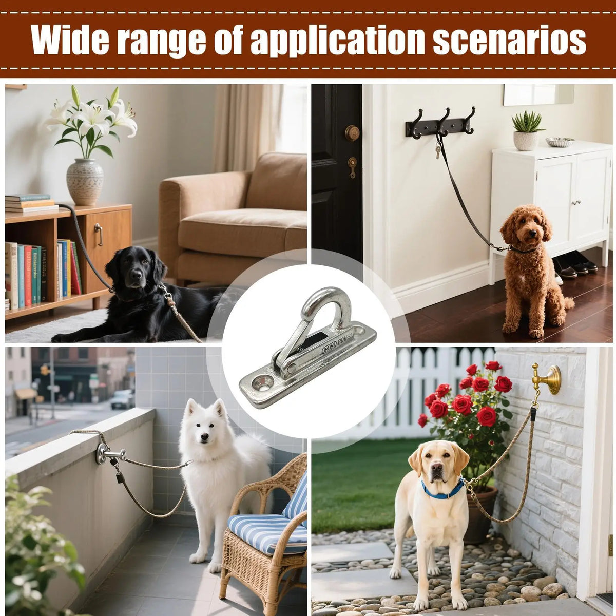 Heavy Duty Stainless Steel Dog Leash Holder Wall Mounted Secure Indoor Outdoor Use Enclosed Pet Tie out Hook Easy Install - Pet Supplies from Linloft.