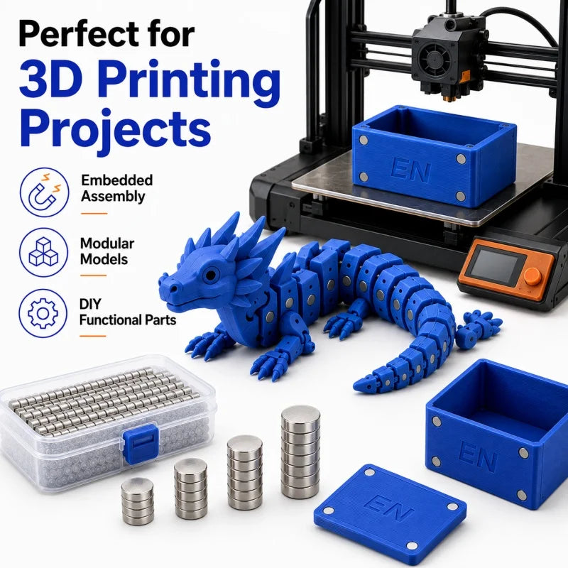 120pcs 3D Printing Magnets Set For Bambu Lab 4 Different Sizes Powerful Neodymium Magnet 3d Printing Tools Kit for DIY Parts