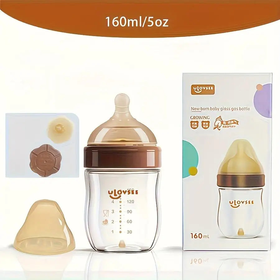 4oz,8oz High Borosilicate Glass Baby Bottles, Wide-Neck Glass Feeding Bottle, Milk Bottle with Bottom Air Balance Hole/Valve, Perfect Gift for Newborn - Toys & Games from Linloft.