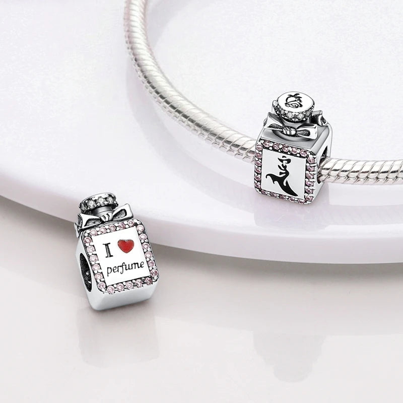 MULA Pink 925 Sterling Silver Charms Pendant Perfume Dreamcatcher Heart Love Beaded Fit Original Bracelet Women DIY Jewelry Gift - Bracelets from Linloft.