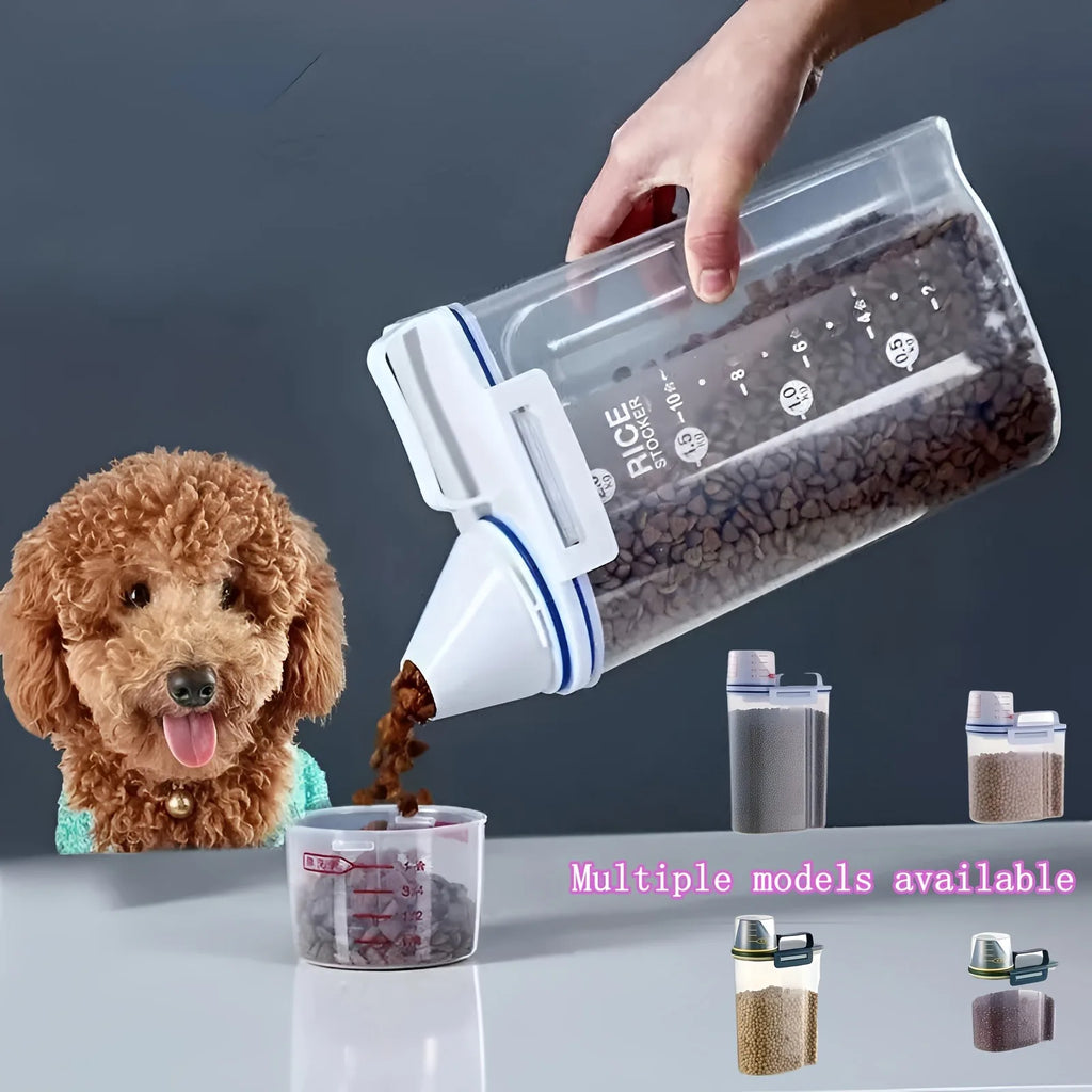 Dog Food Storage Cat Food Plastic Storage Tank with Measuring Cup Moisture-Proof Sealed Jar Pet Supplies Additions - Pet Supplies from Linloft.
