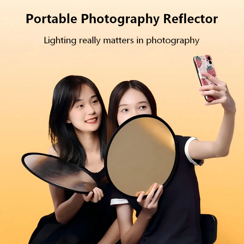 2-in-1 Dual Sided Gold Silver Reflector Portable Foldable Light Panel for Portrait Live Streaming Studio Outdoor Photography