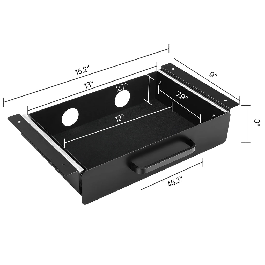 SucceBuy 13in/22in Under Desk Drawer Slide Out Desktop Storage Box Mounted Pullout Undertable Drawer Organizer for Office Home