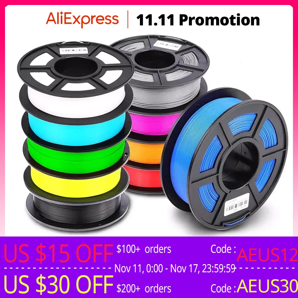 SUNLU PLA 1.75MM PLAPLUS 1KG 3D Printer Filament Arranged Neatly No Knots Non-Toxtic Biodegradable Vacuum Packaging - 3D Printing Accessories from Linloft.