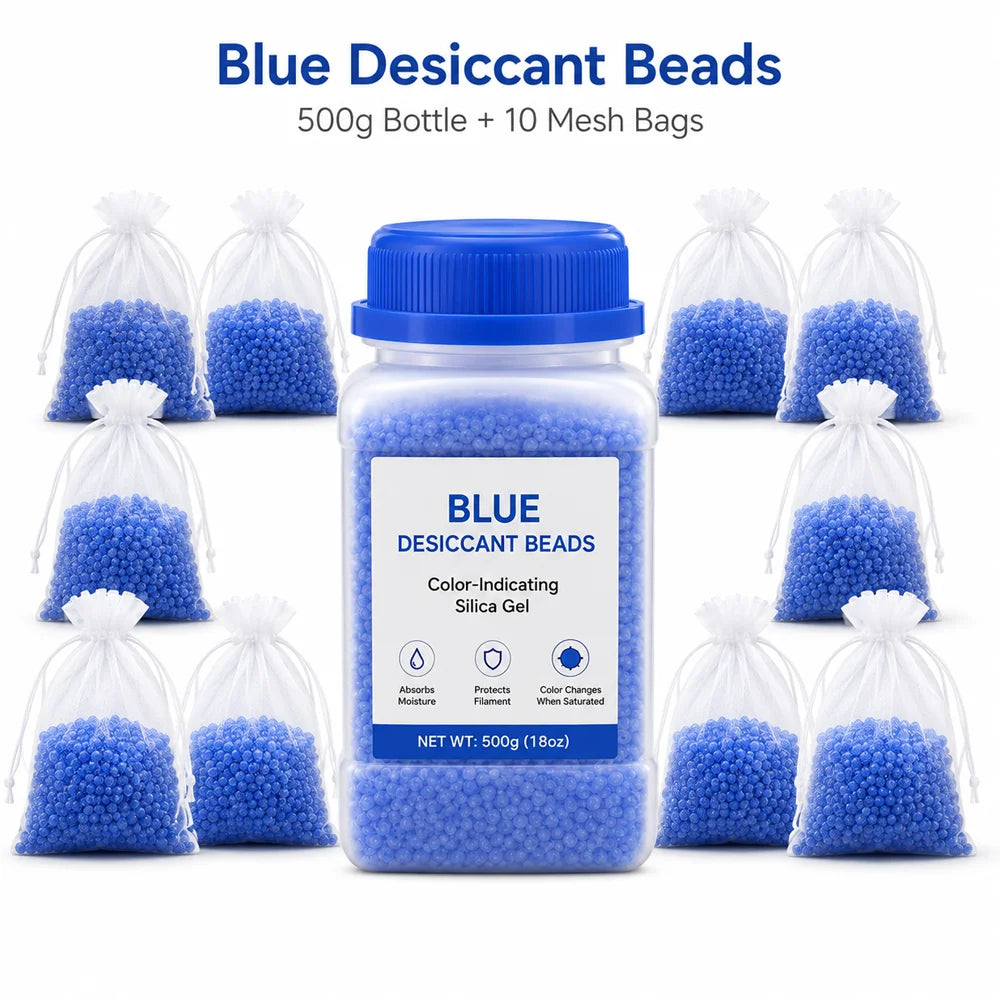 Reusable Silica Gel Desiccant Beads for 3D Printer Filament, Color Changing Moisture Absorber with Bags for Spool Dry Box