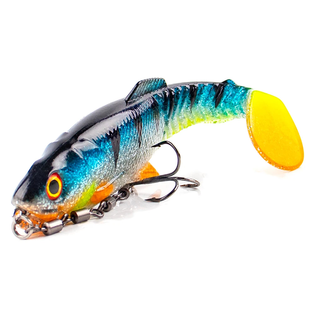 Magnisher Quality Soft Baits 10cm/13.5cm T-tail Silicone Fishing Lures with Hook Wobble Soft Lures Worm for Bass Trout Fishing - Fishing Hooks from Linloft.