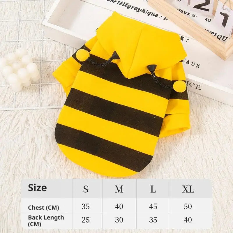Cute Bee Dog Hoodie Autumn Winter Pet Clothes for Small Dogs Cats Puppy Teddy Schnauzer Warm Fleece Costume Apparel Transformati - Pet Supplies from Linloft.