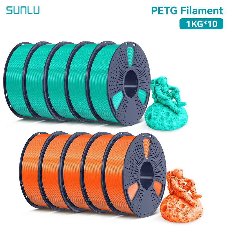 SUNLU PETG Filament 10KG 1.75MM 22LBS No Bubble Odorless Arrange Neatly Good Toughness BIodegradable High Transparency - 3D Printing Accessories from Linloft.