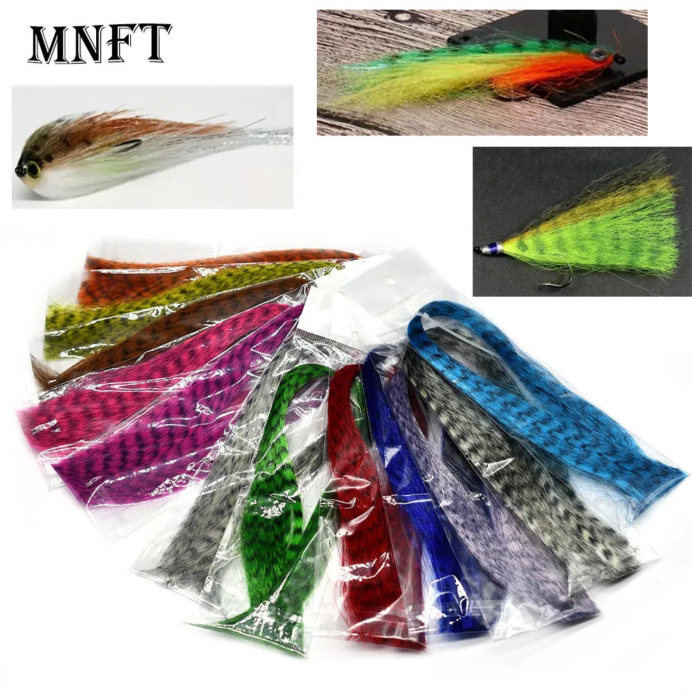 1Pack 12 Colors Fly Fishing Streamer Fly Tying Zebra Grizzly Hair Body Black Barred Minnow Fibers for Flies