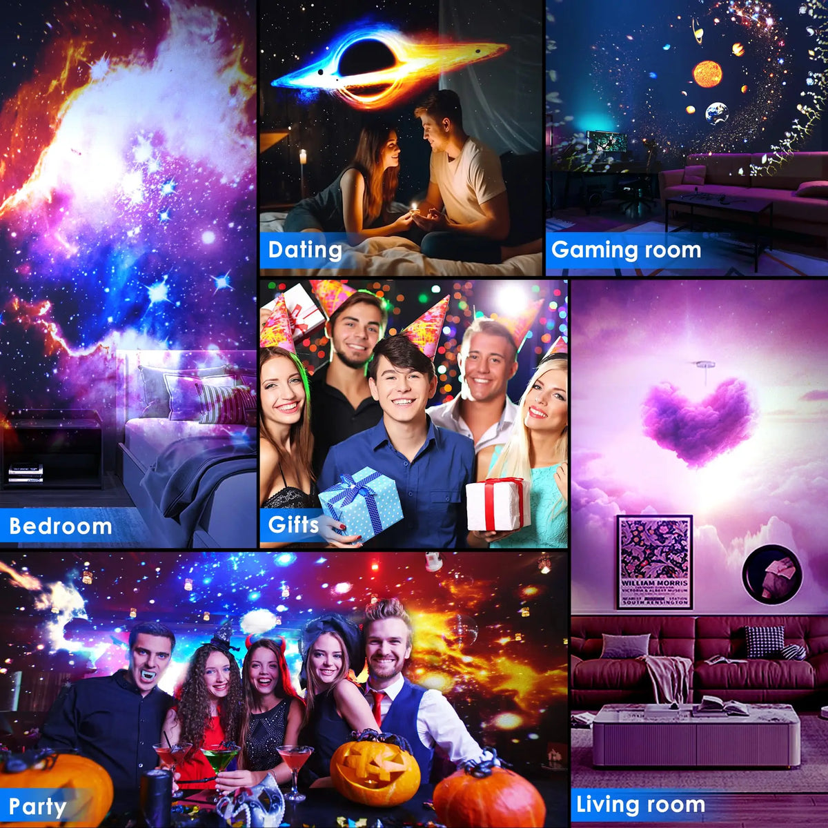 Galaxy Projector for Bedroom Pro Version HD 12 in 1 Film Discs Star Projector Galaxy Light Planetarium Projector with Timer White Noise 360 ° Rotation Bluetooth Remote Control - Home Lighting from Linloft.