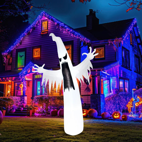 12ft Inflatable Scary Ghost with LEDs - Seasonal & Holiday from Linloft.