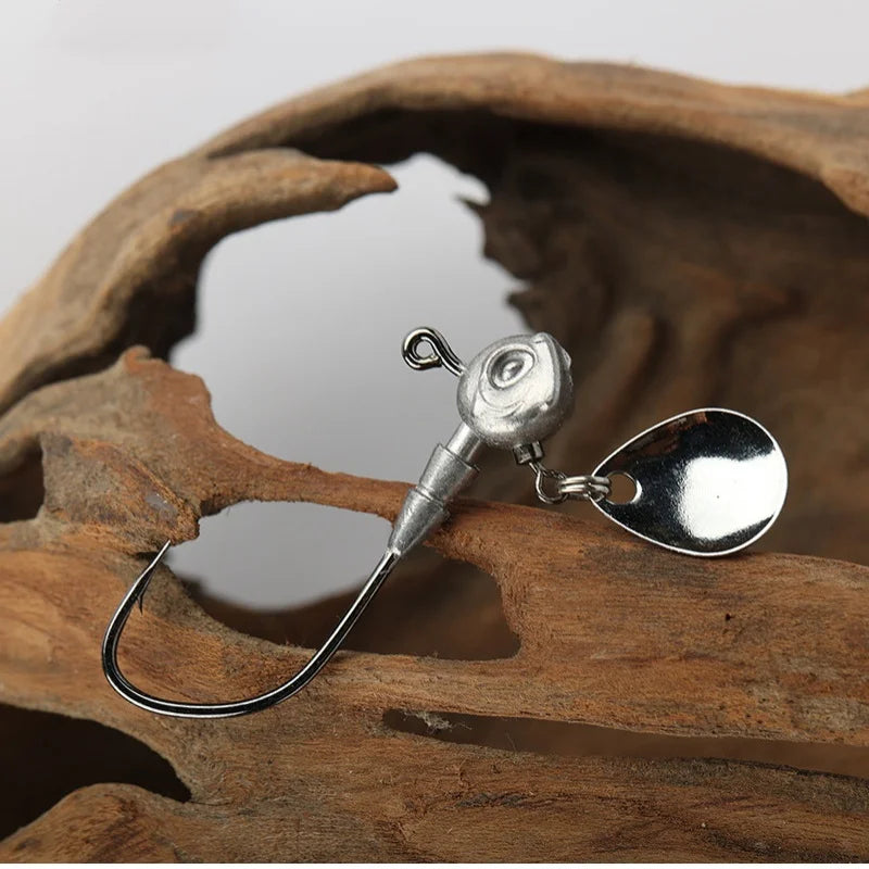 Fishing Jig Head Hook with Spinner Rotation Spoons Lure 4X Quick Penetration Strengthen Worm Hooks 3.5g 10g Lot 5 Pieces SALE