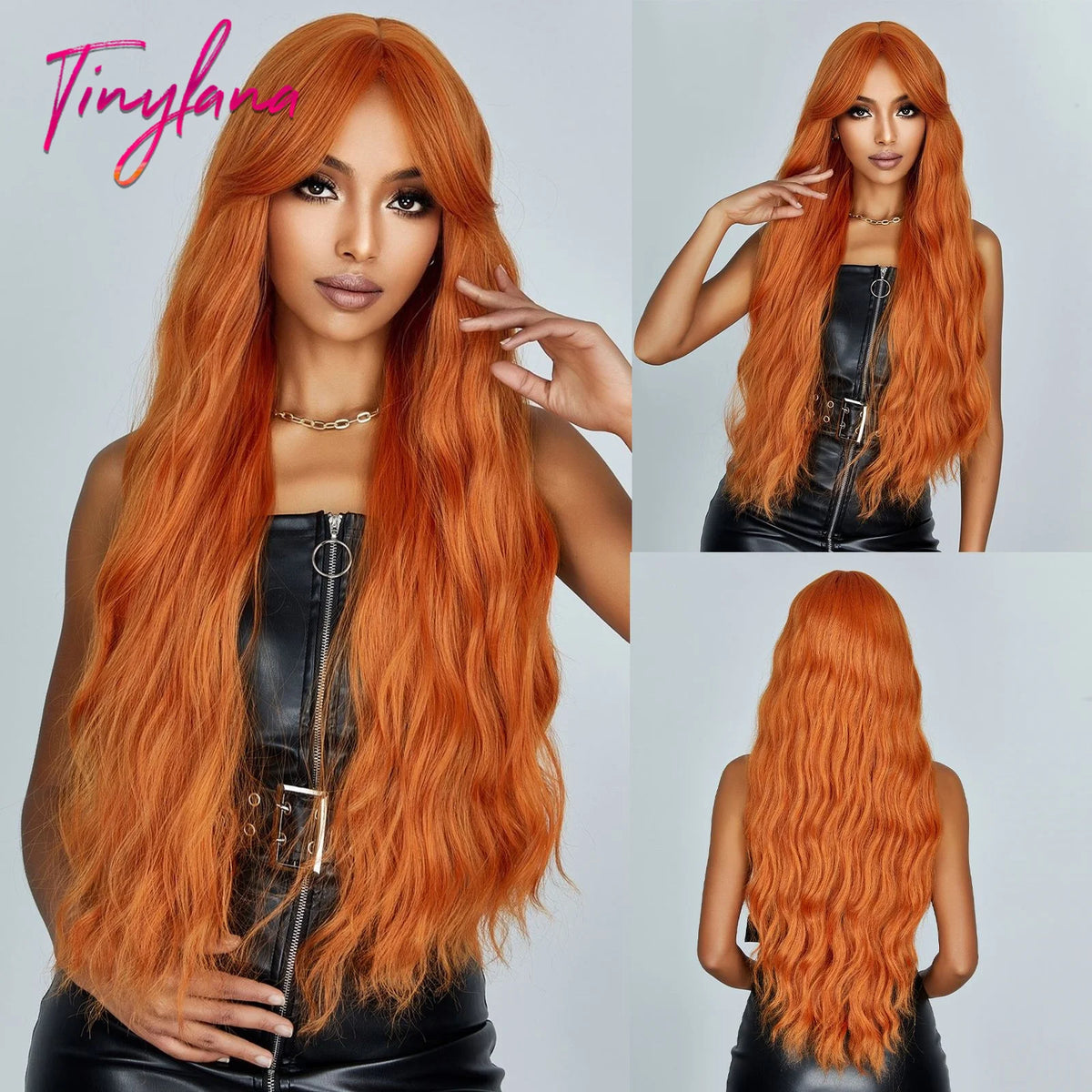 Long Wavy Synthetic Wig with Bangs - Apparel & Accessories from Linloft.