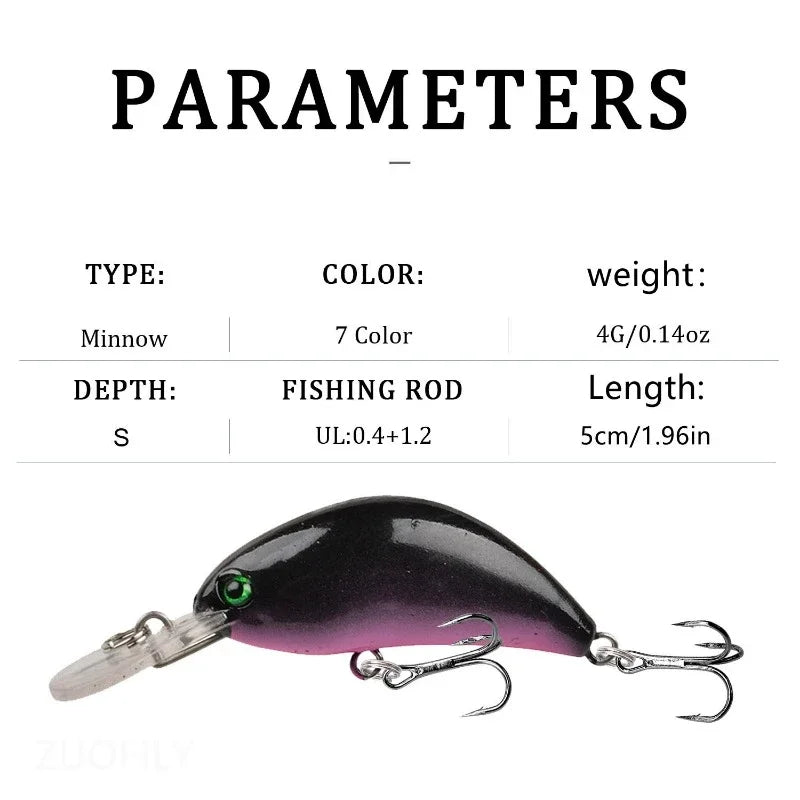 1Pcs Minnow Fishing Lures 4g 5cm Wobbler Slow Sinking Artificial Plastic Hard Bait Crankbait for Bass Pike Pesca Fishing Tackle