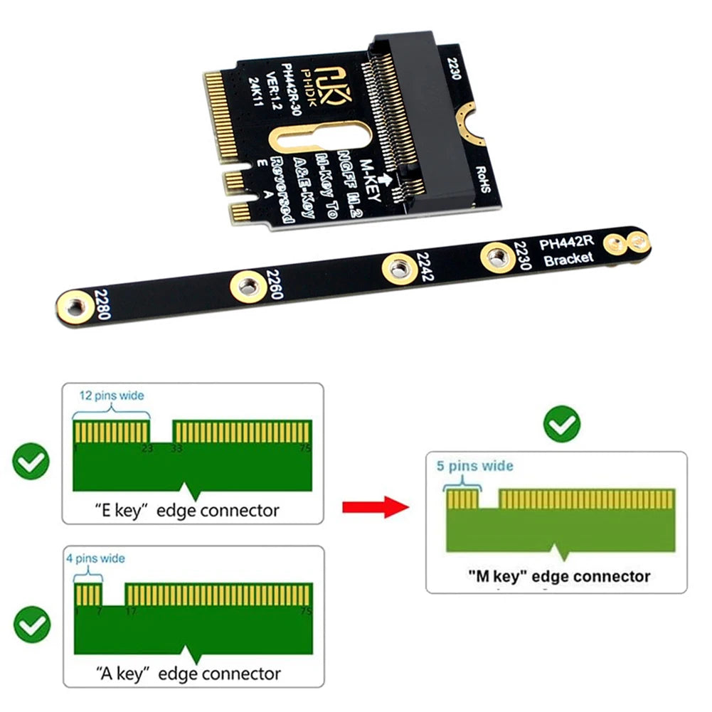 M.2 A+E To NVME SSD Adapter A/E Key To M Key PCIE 4.0 Riser Card M2 WIFI Interface for Laptop Mainboard SSD 2280