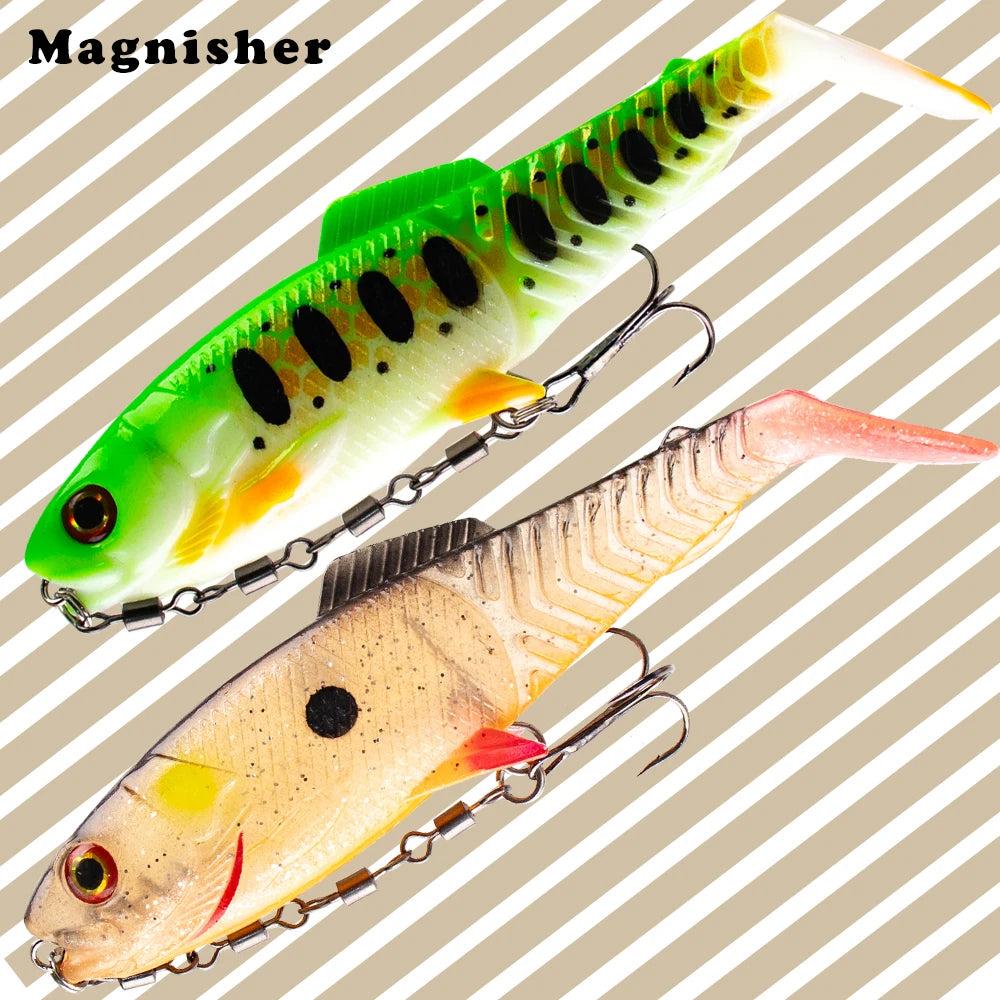 Magnisher Quality Soft Baits 10cm/13.5cm T-tail Silicone Fishing Lures with Hook Wobble Soft Lures Worm for Bass Trout Fishing