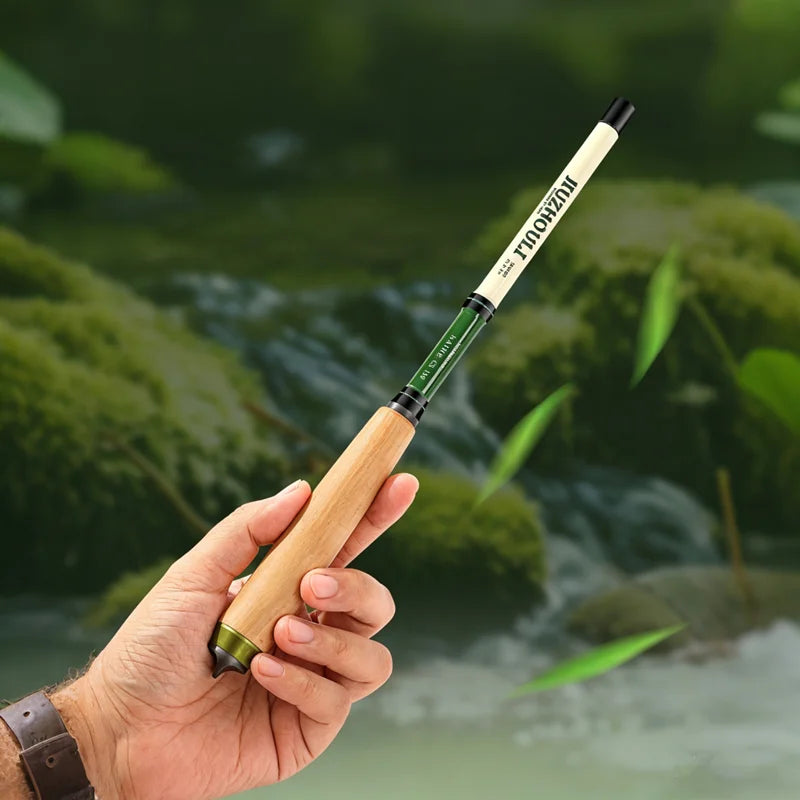 1.2M-2.1M Ultra Short Carbon Fishing Rod Super Light Hard Mini Portable Telescopic Fishing Pole with Rod Pocket