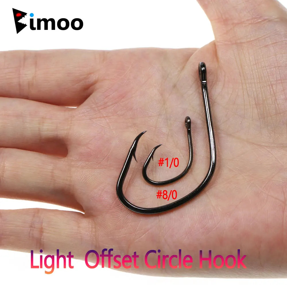 Bimoo 100PCS #1/0~#8/0 Light Offset Circle Fishing Hook For Live Bait Hook Corrosion Resistant Saltwater Freshwater Fishing