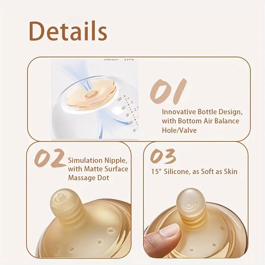 4oz,8oz High Borosilicate Glass Baby Bottles, Wide-Neck Glass Feeding Bottle, Milk Bottle with Bottom Air Balance Hole/Valve, Perfect Gift for Newborn - Toys & Games from Linloft.