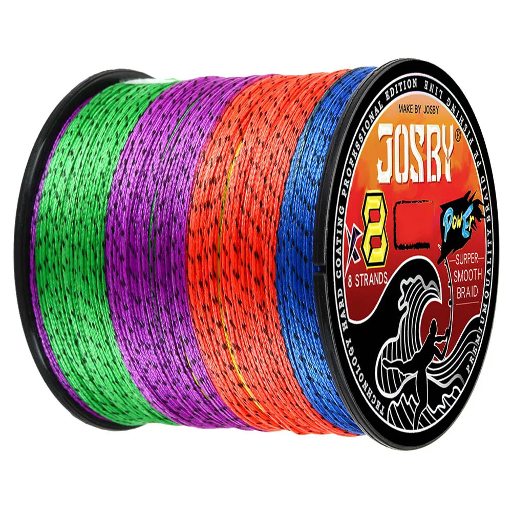 JOSBY Japan 8X 8 Strands Braided Fishing Line 100M 300M 500M Multifilament Speckled PE Wire Fly Sea Saltwater Freshwater Pesca - Fishing Tackle from Linloft.