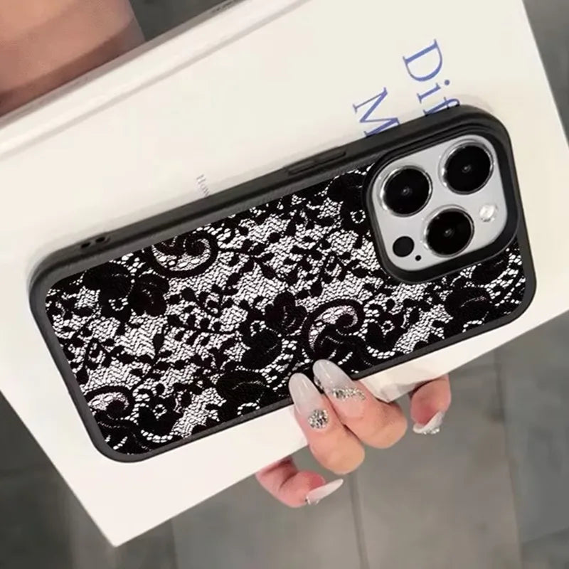 Black Lace Floral iPhone Case - Electronics & Accessories from Linloft.