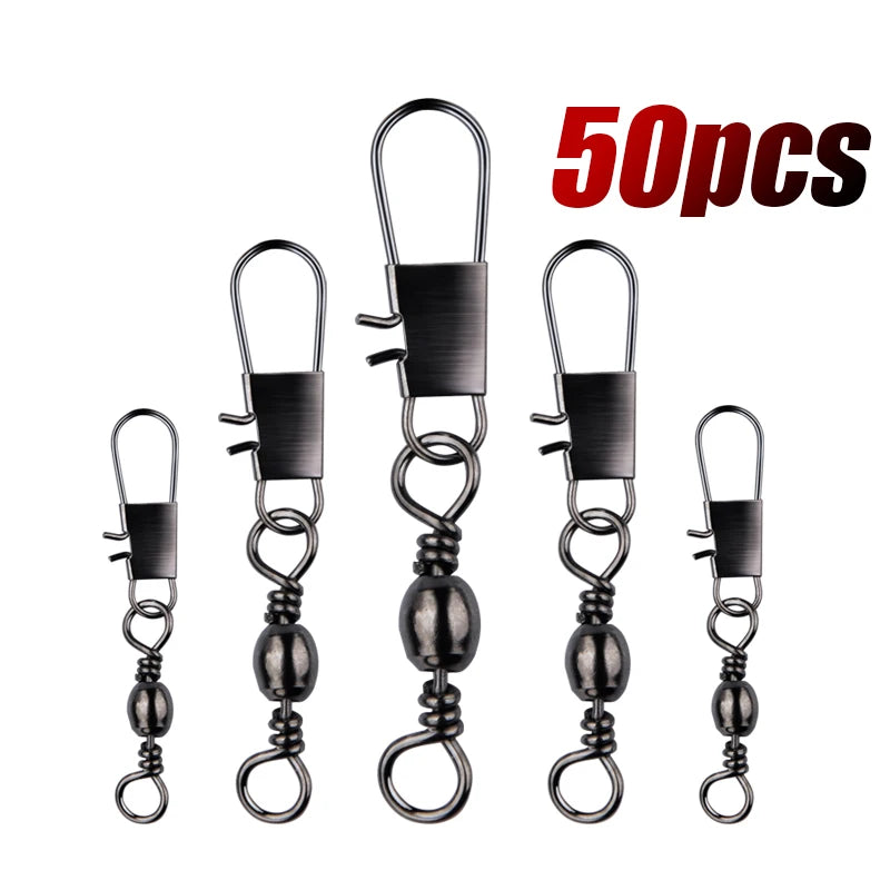 Stainless Steel Rolling Swivels with Snap, 50-Pack