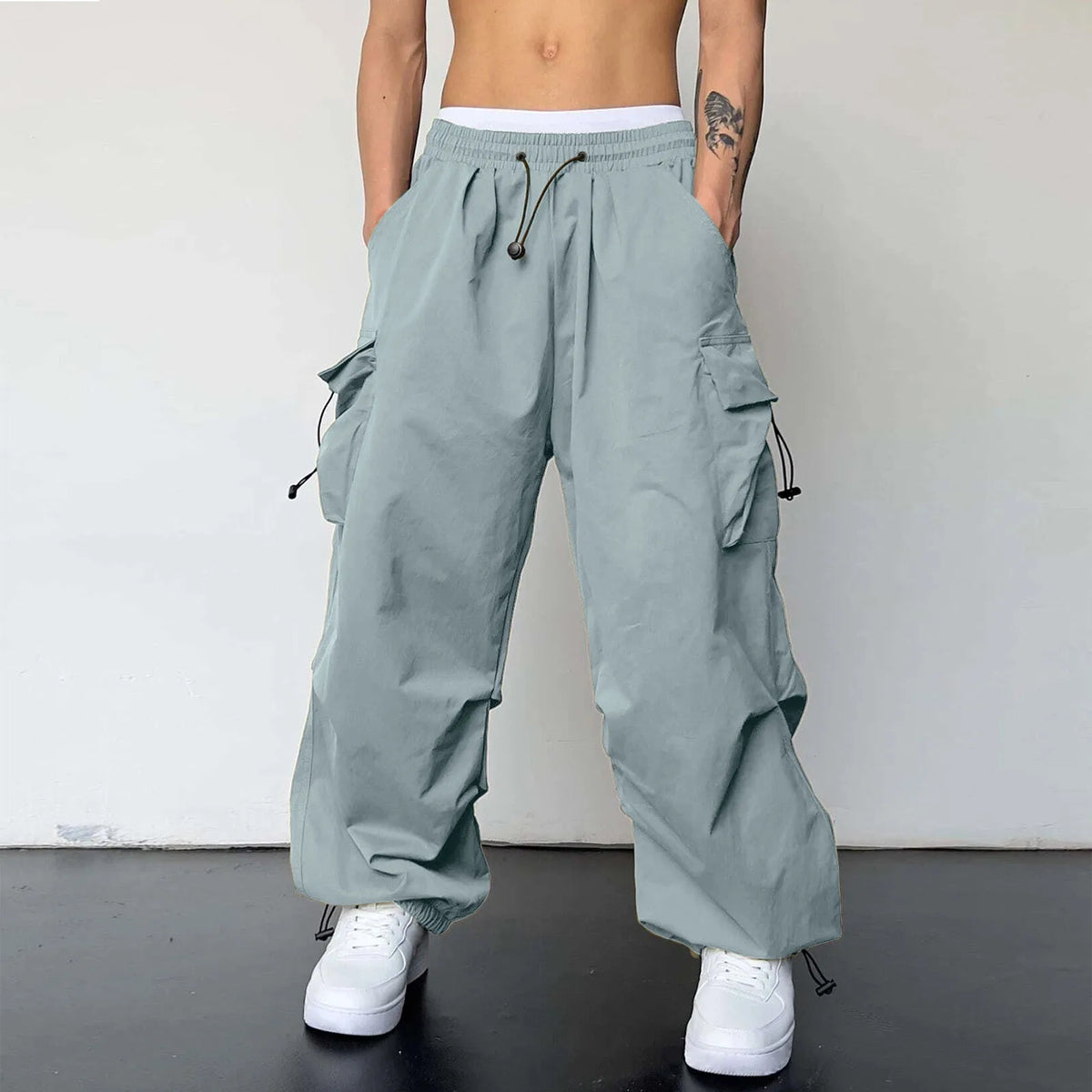 Harajuku Oversized Cargo Parachute Pants For Men Y2k Hip Hop Wide Leg Pants Joggers Streetwear Vintage Baggy Casual Sweatpants - Apparel & Accessories from Linloft.