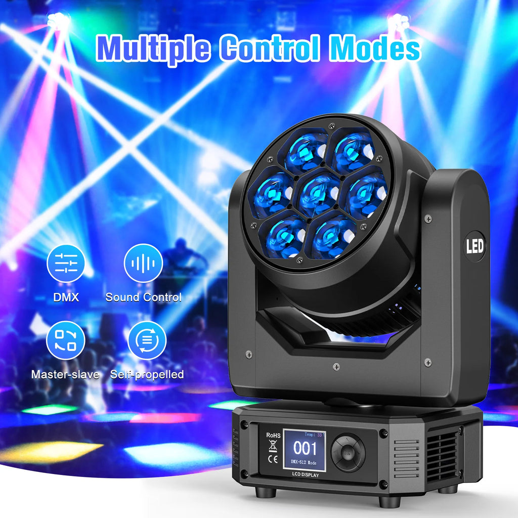 U'King 300W Moving Head DJ Lights LEDs BEE'S EYE Stage Lights DMX Control & Sound Activated For DJ Bar Christmas Wedding Party