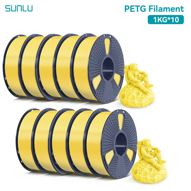 SUNLU PETG Filament 10KG 1.75MM 22LBS No Bubble Odorless Arrange Neatly Good Toughness BIodegradable High Transparency - 3D Printing Accessories from Linloft.