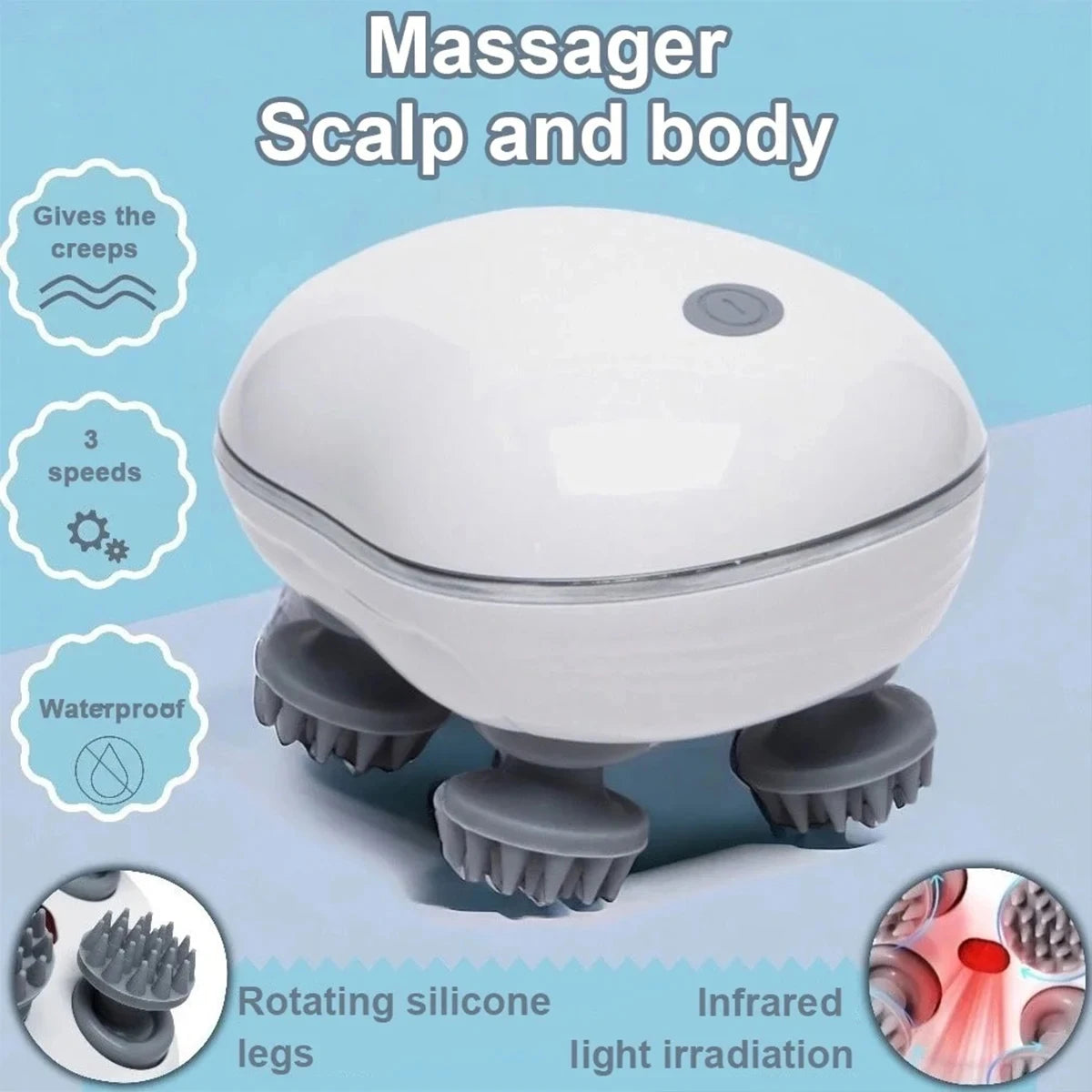 Scalp Head Massager with Adjustable Speed