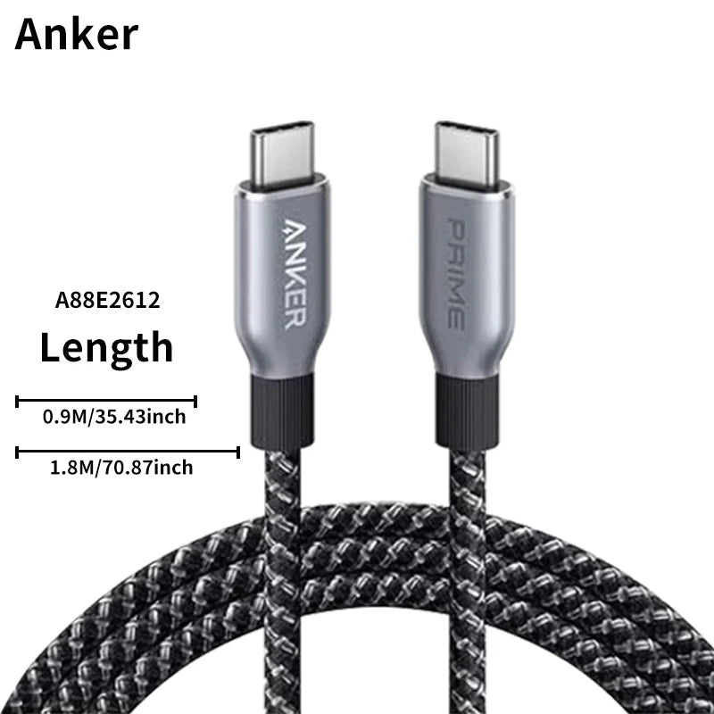 Anker Prime USB C to USB C Cable, 240W 3ft 6ft Fast Charging USB C Cable, Upcycled-Braided Nylon With 100-Year Bend Durability