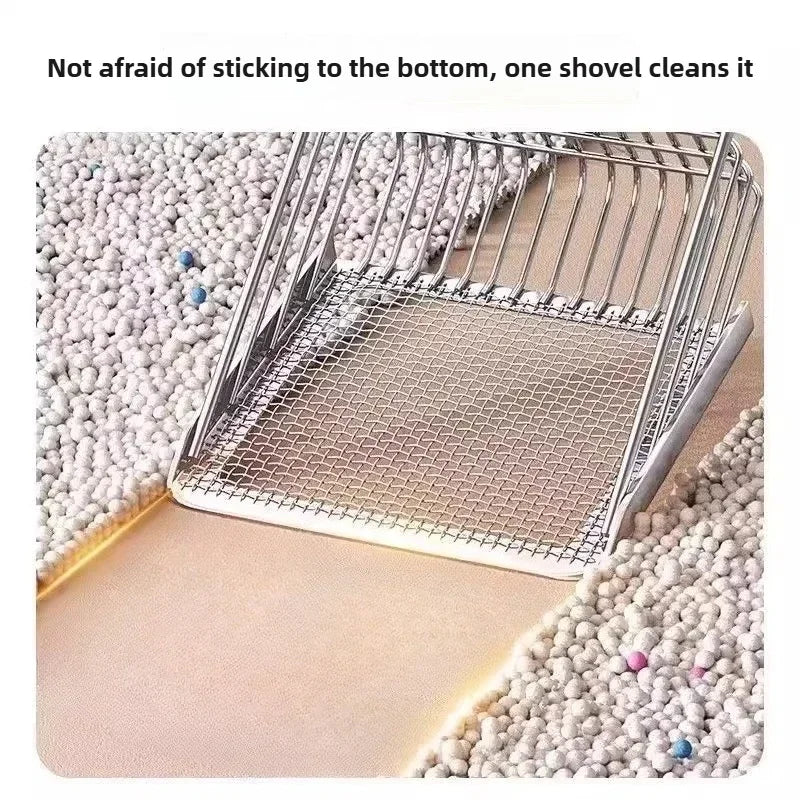 Cat Litter Shovel Wood Handle Metal Scooper with Hook Portable Stainless Steel Sifting Kitten Toilet Cleaning Tool Pet Products - Pet Supplies from Linloft.
