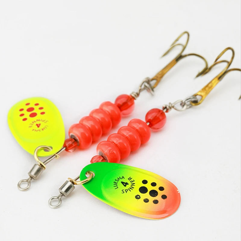 Rotating Metal Spoon Lures with Box, 5 Pcs - Fishing Hooks from Linloft.
