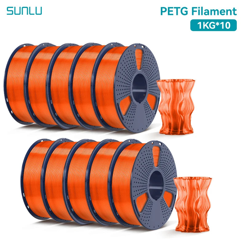 SUNLU PETG Filament 10KG 1.75MM 22LBS No Bubble Odorless Arrange Neatly Good Toughness BIodegradable High Transparency - 3D Printing Accessories from Linloft.