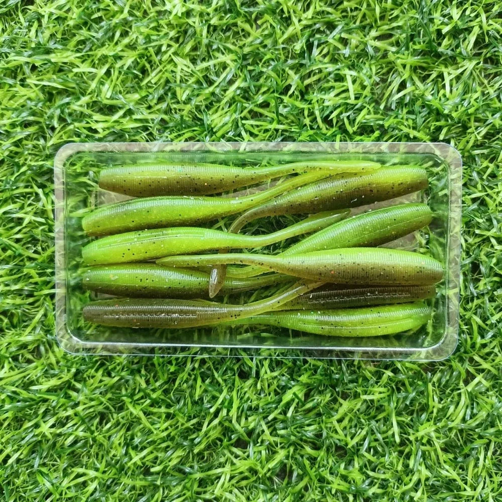 SWOLFY  75mm 2.5g Soft Swimbait Shad Stick Worm Fishing Lure Bait Artificial Straight Tail Salted Jig Bass Pike Tackle