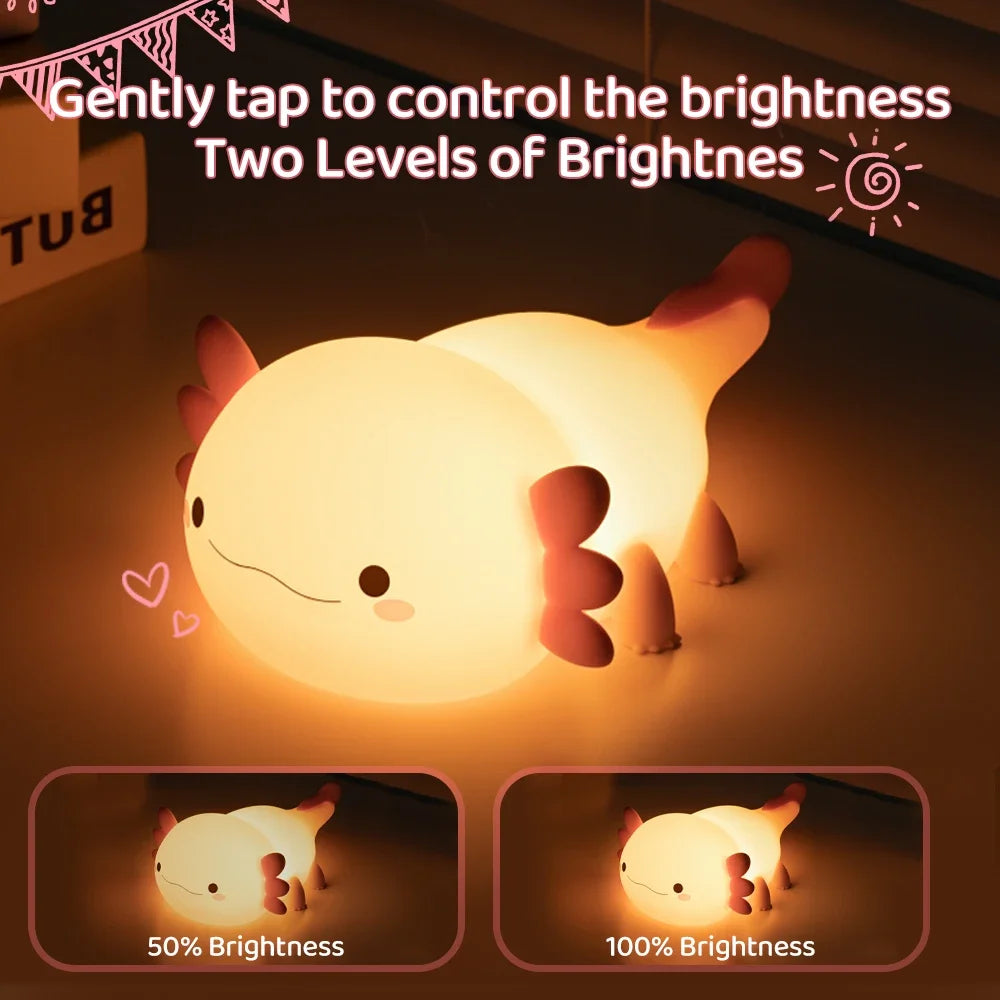 Silicone LED Axolotl Night Light animallamp Touch Sensor Axolotl Night Lamp Children Kid Bedside Bedroom Decor Birthday Gifts - Home Lighting from Linloft.