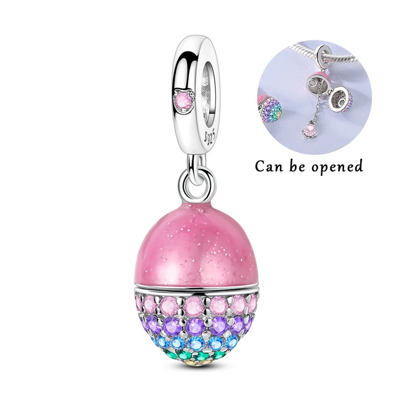 MULA Pink 925 Sterling Silver Charms Pendant Perfume Dreamcatcher Heart Love Beaded Fit Original Bracelet Women DIY Jewelry Gift - Bracelets from Linloft.