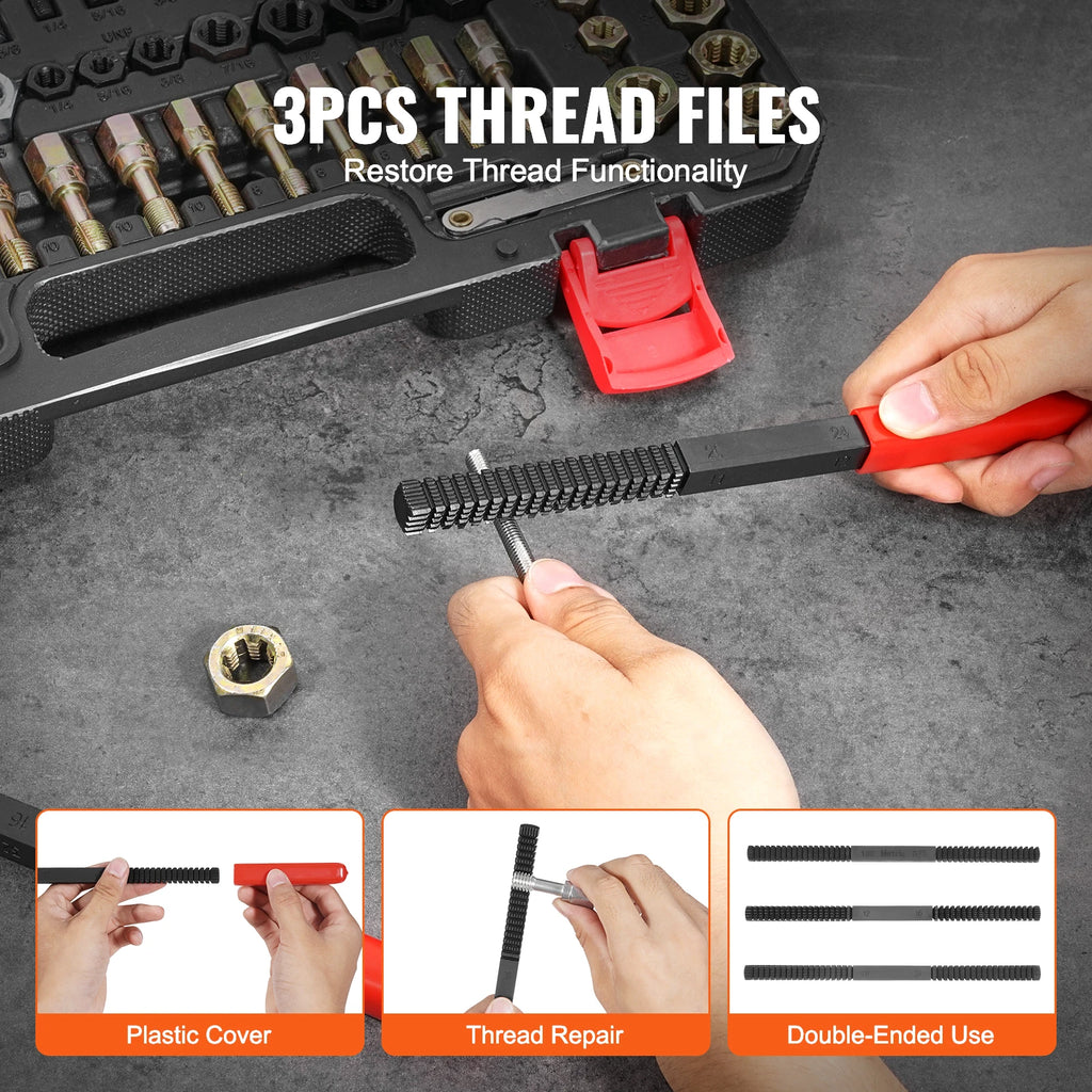 SucceBuy Thread Chaser Set UNC UNF Metric Thread Restorer Tool Rethreading Tool Kit Heat Treated Steel Mechanics DIY Enthusiast - Tools & Hardware from Linloft.