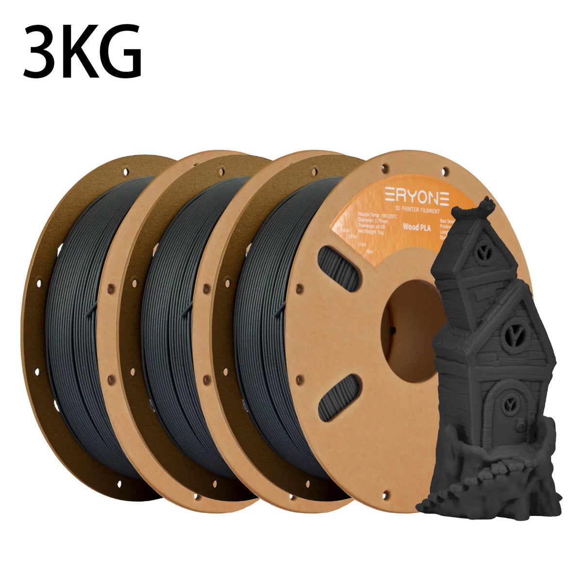 ERYONE 1kg/3KG/10KG Wood PLA Filament 3D Printer PLA Filament 1.75mm +/- 0.03mm, PLA Filament 1KG Cardboard Spool(2.2LBS) - 3D Printing Accessories from Linloft.