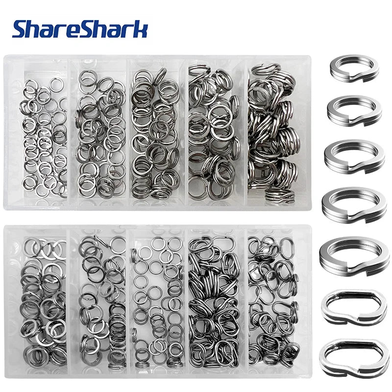 ShareShark 200pcs/box High-Strength Stainless Steel Split Rings for Fishing Lures Loop Corrosion-Resistant Connector Rings