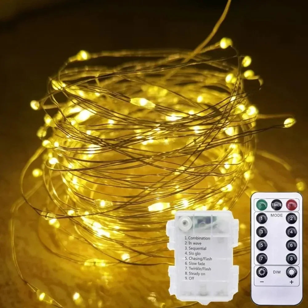 Festoon LED Fairy Silver Copper Wire String Light Battery Box with Remote Wedding Party Christmas Garland Light Home Decoration - String Lights from Linloft.