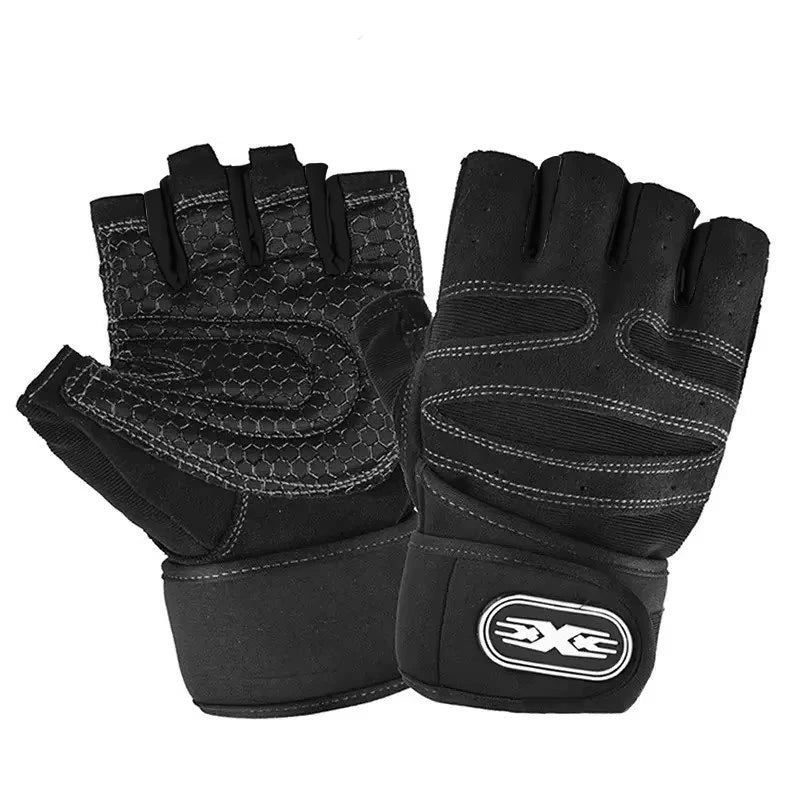 Half Finger Gym Gloves with Wrist Wrap - Fitness & Sporting Equipment from Linloft.
