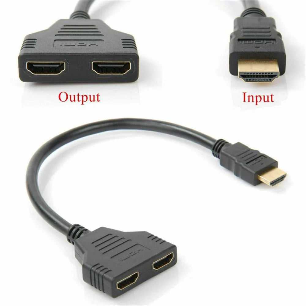 1 In 2 Out HDMI-compatible Splitter Cable 1 Male To 2 Female Adapter 1080P 4K 3D For Laptop HD TV Monitor PC Projector TV Use