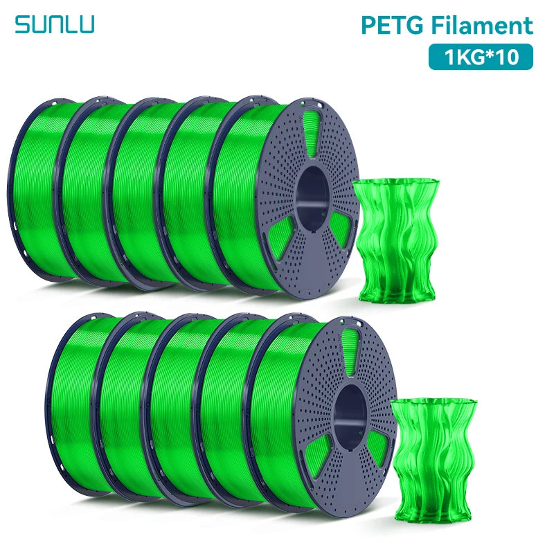 SUNLU PETG Filament 10KG 1.75MM 22LBS No Bubble Odorless Arrange Neatly Good Toughness BIodegradable High Transparency - 3D Printing Accessories from Linloft.