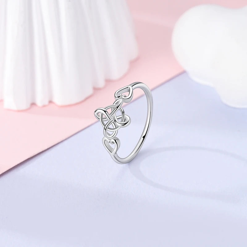 MULA Wedding Band Rings for Women Man 925 Sterling Silver Evil Eye Hand Celtic Knot Four-Leaf Clover Ring Stackable Jewelry Gift - Rings & Jewelry from Linloft.