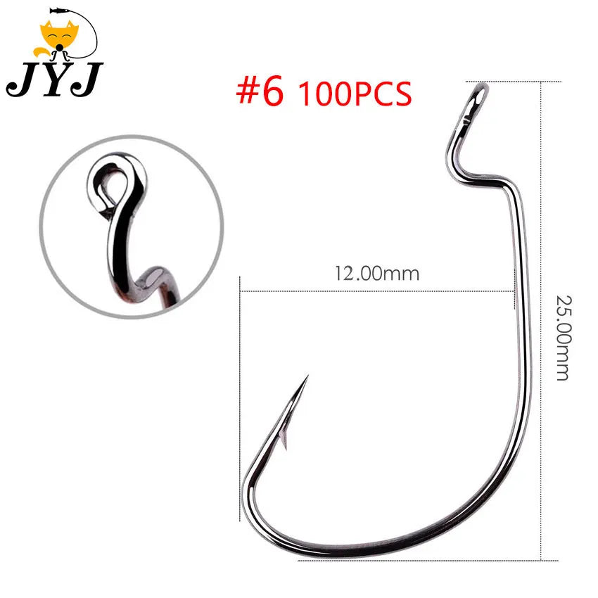 High-Carbon Offset Worm Hooks, 100-Pack - Fishing Hooks from Linloft.