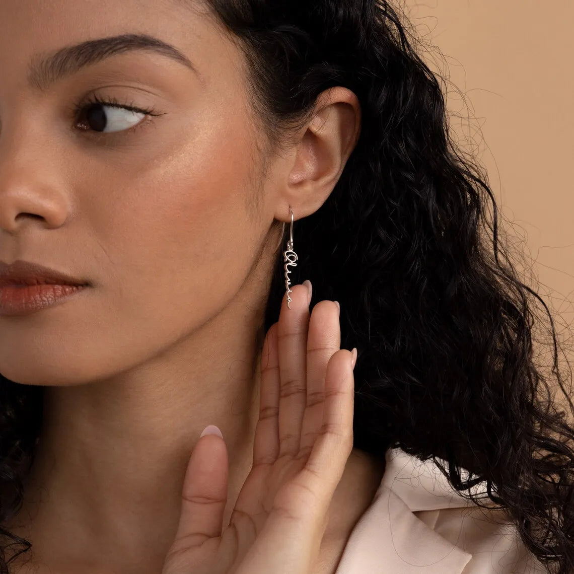 Custom Name Drop Earrings, Stainless Steel - Earrings from Linloft.
