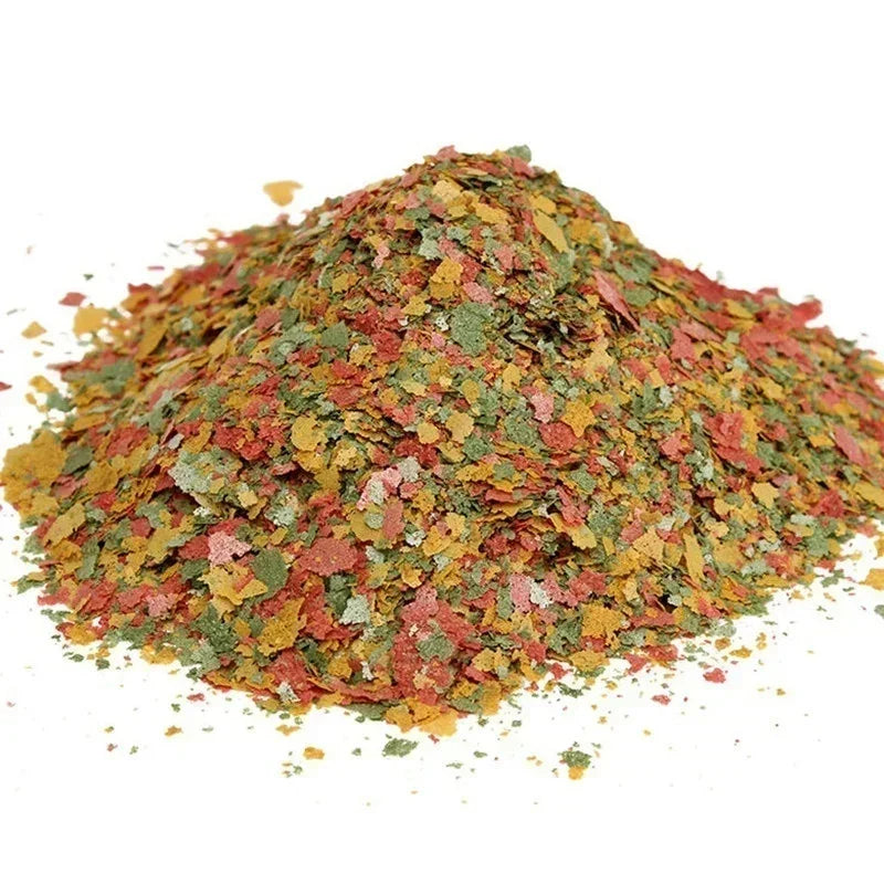 New 100g/pack Tropical Ornamental Fish Thin Slice Food Aquarium Fish Feed Fish Seedling Fattening Food Family Fishing Accessory