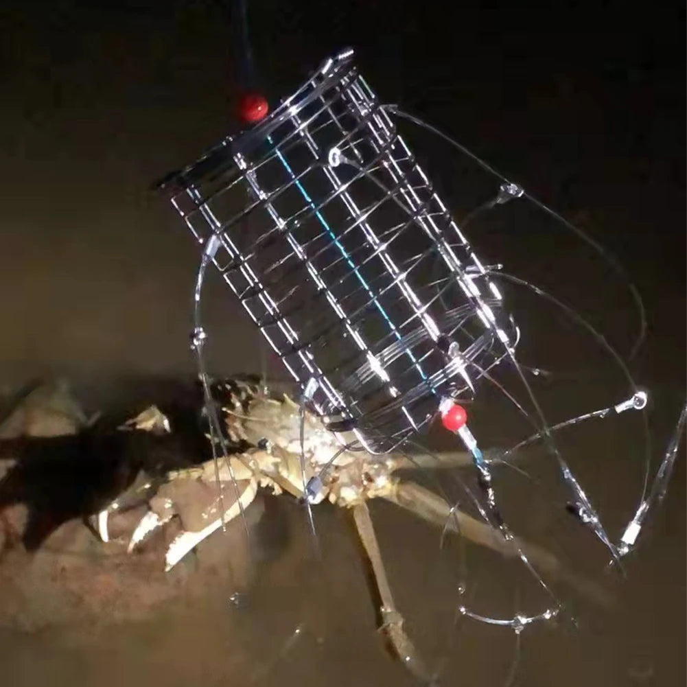 Crab Catching Tool Lure Trap Stainless Steel Bait Cage Fish Cage Feeder Fishing Tackle Suitable Crab Shrimp Crawfish Trap Cage